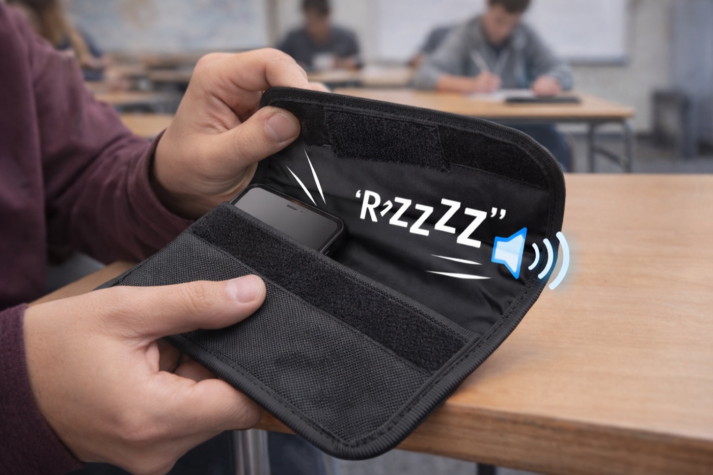 Detailansicht des Klettverschlusses als haptische und akustische Barriere